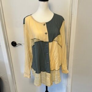 Nino Wong Vintage Colorblock Button-Up Women's Top XL
